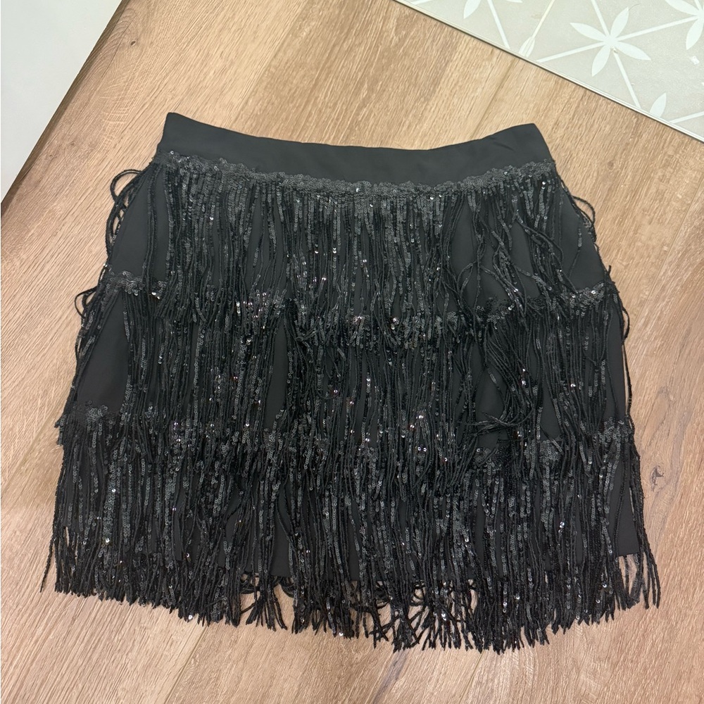 Elegant Black Fringe Skirt